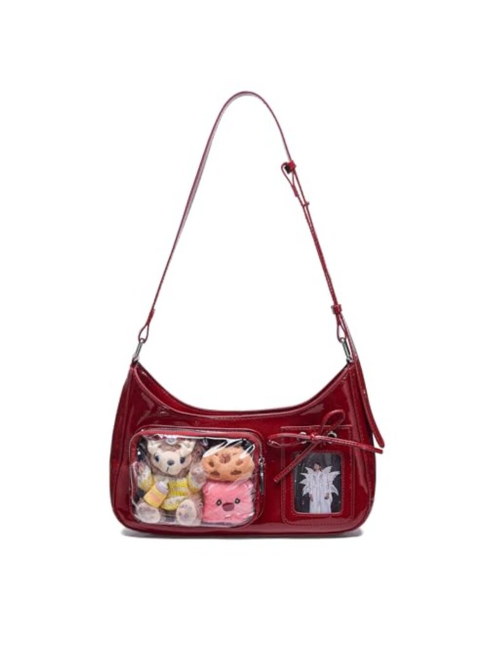 Ita Crossbody Bag Faux Leather Clear Display Panel for Pins Kpop Y2K Satchel